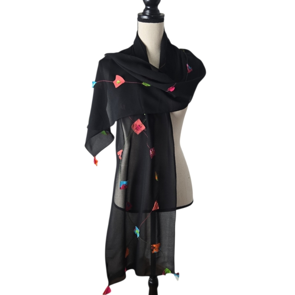 Dilemma by Dhun Shiroff Wearable Art Chiffon Scarf 78" x 13"